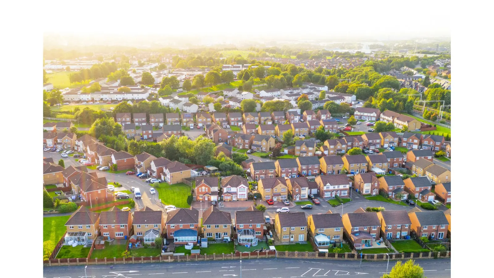 Aerial view of residential housing