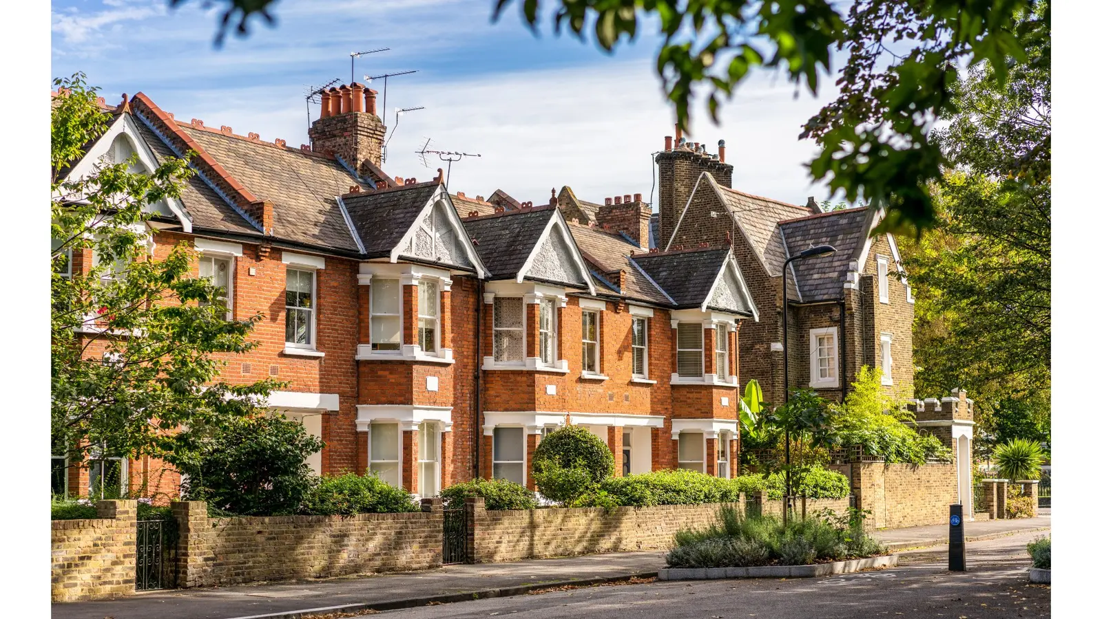 Traditional terraced housing in a residential street