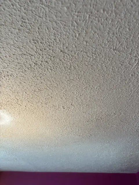 Textured coating to a plasterboard ceiling